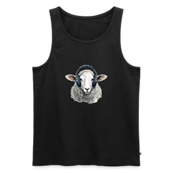 Kigo le mouton mélomane - Débardeur bio Premium Homme - noir - Devant - Michal (187cm)
