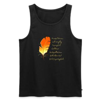 Features of a woman written with a pen - Men's Premium Organic Tank Top - black - Front - AI Model Male 178 light (178cm)