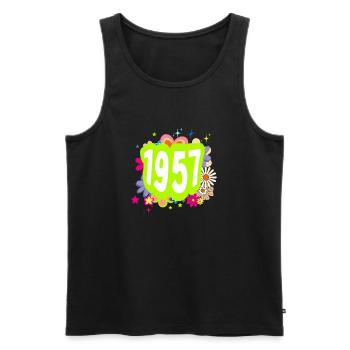 Year 1957 anniversary Floral Groovy - Men's Premium Organic Tank Top - black - Front - AI Model Male 178 light (178cm)