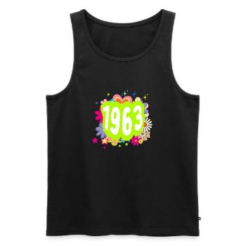 Année 1963 anniversaire Groovy floral - Débardeur bio Premium Homme - noir - Devant - Michal (187cm)
