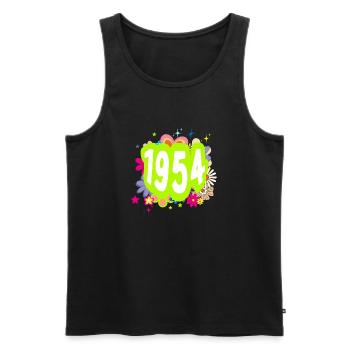 Year 1954 anniversary Floral Groovy - Men's Premium Organic Tank Top - black - Front - AI Model Male 178 light (178cm)