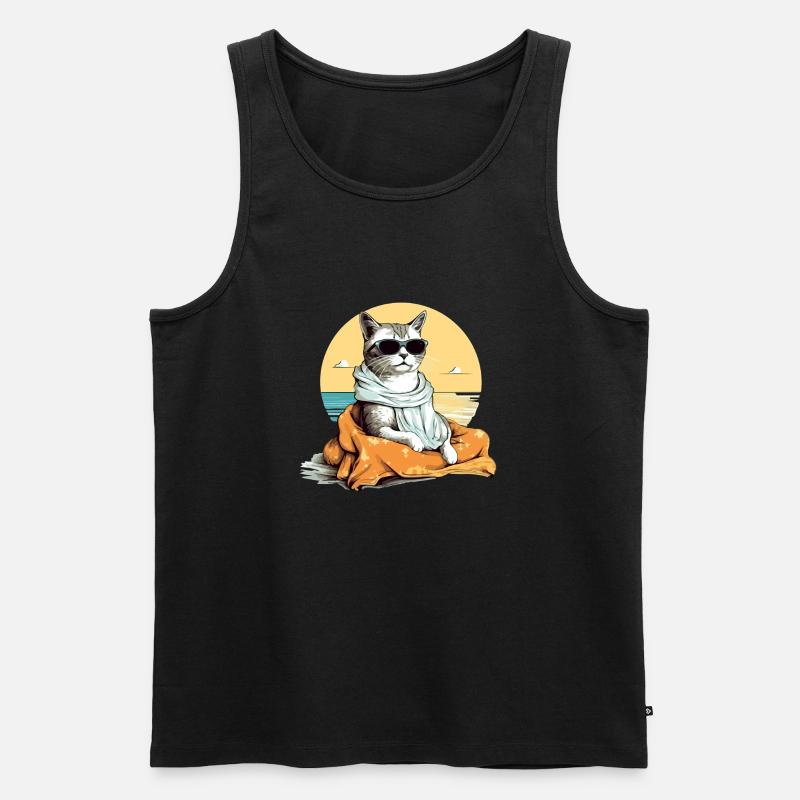 Jouk die Pascha-Katze - Männer Premium Bio Tank Top - Schwarz