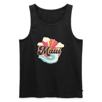 Maui Hawaii Rétro Plage des années 70 - Débardeur bio Premium Homme - noir - Devant - Michal (187cm)
