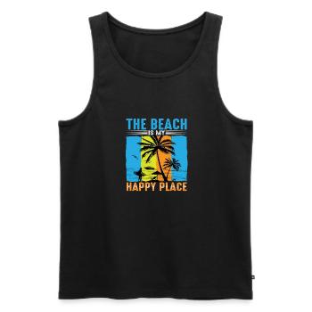 The Beach is my Happy Place - Men's Premium Organic Tank Top - black - Front - Michal (187cm)