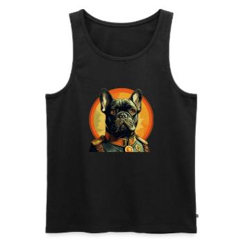 French Bulldog Frenchie Charles de Gaulle - Men's Premium Organic Tank Top - black - Front - AI Model Male 178 light (178cm)