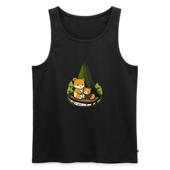 Famille d’animaux mignons câlinés sur fond de forêt - Débardeur bio Premium Homme - noir - Devant - Michal (187cm)
