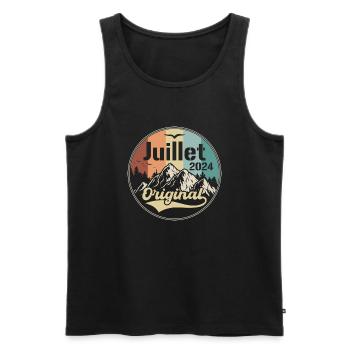 July 2024 Anniversary July 2024 July - Men's Premium Organic Tank Top - black - Front - AI Model Male 178 light (178cm)