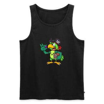 Pirate Parrot With Treasure - Men's Premium Organic Tank Top - black - Front - Michal (187cm)