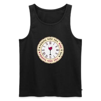 Wine-Working Nine till Wine - Männer Premium Bio Tank Top - Schwarz - Vorne - AI Model Male 178 light (178cm)