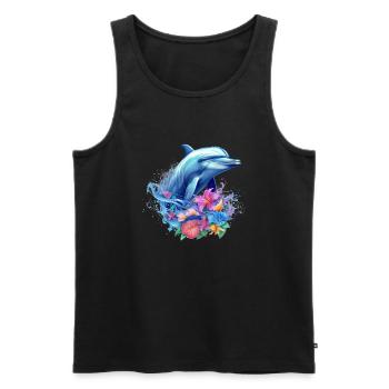 Dolphin, Dolphin, Sea, South Seas, Summer, Ocean, Dolphin - Men's Premium Organic Tank Top - black - Front - Michal (187cm)