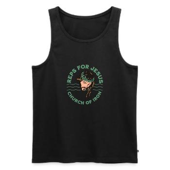Reps For Jesus Funny Gym - Men's Premium Organic Tank Top - black - Front - AI Model Male 178 light (178cm)
