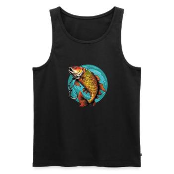 T-shirt de pêche à la carpe - Débardeur bio Premium Homme - noir - Devant - Michal (187cm)