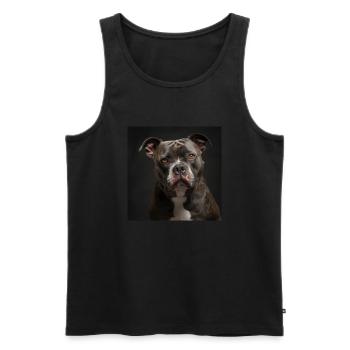 Porträt eines American Bully, Bulldog - Männer Premium Bio Tank Top - Schwarz - Vorne - Michal (187cm)