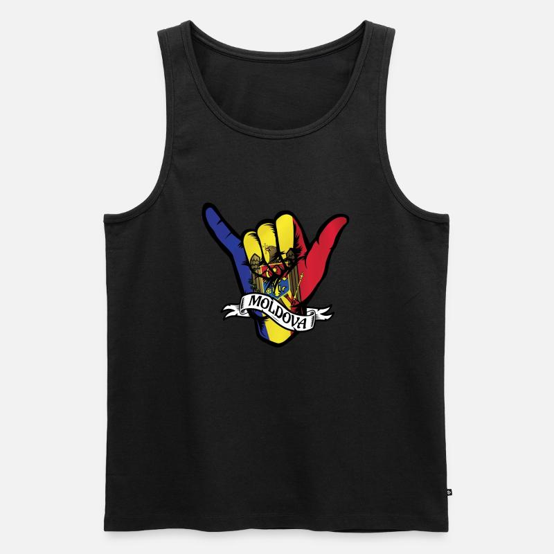 Moldova Shaka - Männer Premium Bio Tank Top - Schwarz