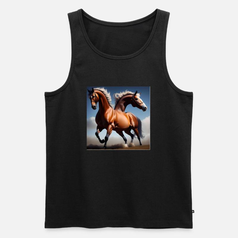 Wildpferde Hemd - Männer Premium Bio Tank Top - Schwarz