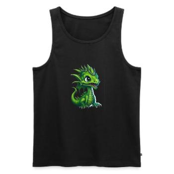 Bébé dragon, mignon, heureux, souriant - Débardeur bio Premium Homme - noir - Devant - Michal (187cm)