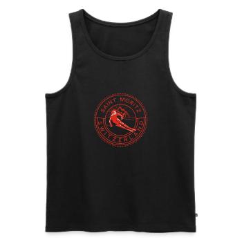St. Moritz Schweiz Skifahren - Männer Premium Bio Tank Top - Schwarz - Vorne - AI Model Male 178 light (178cm)
