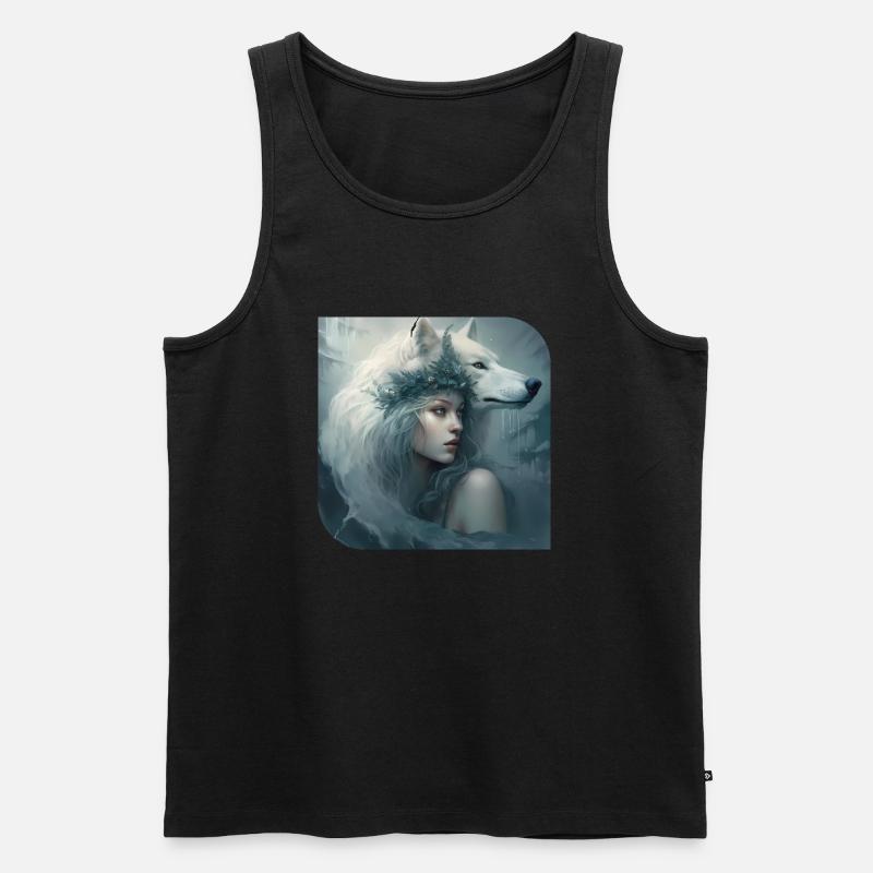 Sie Wolf Tochter - Männer Premium Bio Tank Top - Schwarz