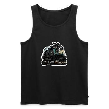 Train Life : Le train, c'est la vie - Débardeur bio Premium Homme - noir - Devant - AI Model Male 178 light (178cm)
