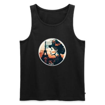 Paris La ville de l'amour - Débardeur bio Premium Homme - noir - Devant - AI Model Male 178 light (178cm)