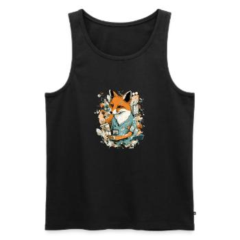 Fox and his diary - Men's Premium Organic Tank Top - black - Front - AI Model Male 178 light (178cm)