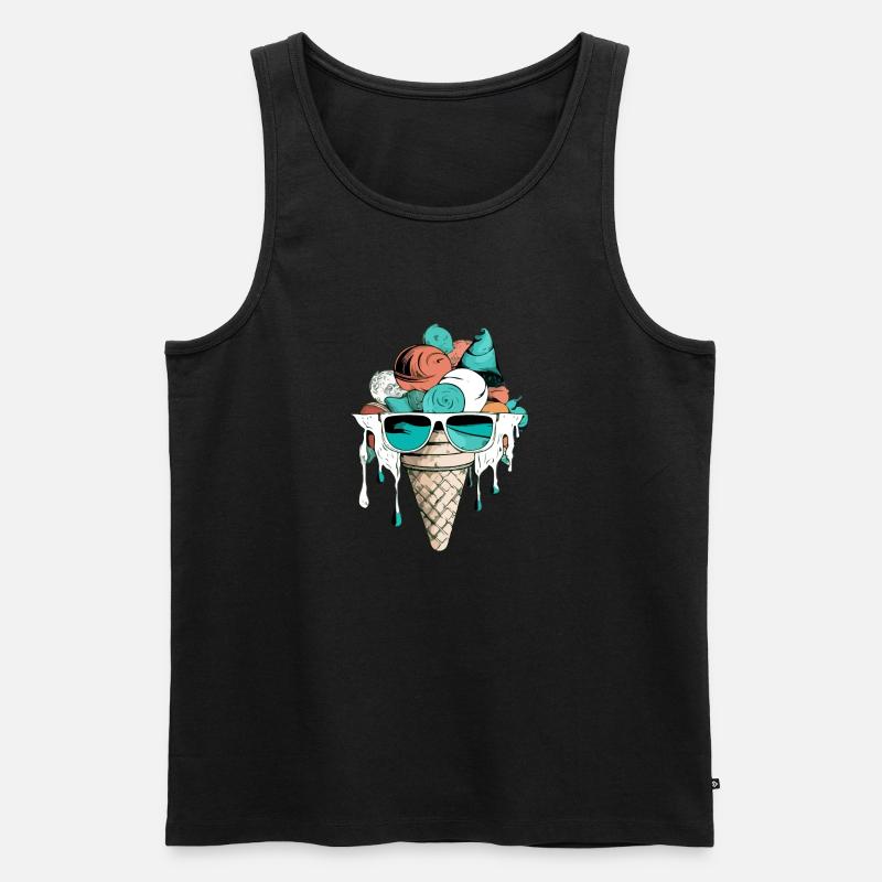 Erdbeer-Minz-Vanille-Eis - Männer Premium Bio Tank Top - Schwarz