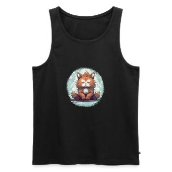 Zen Cat, Meditation Cat T-Shirt, Cat Lover T-Shirt - Men's Premium Organic Tank Top - black - Front - Michal (187cm)