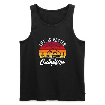 Life is better by the Campfire - Men's Premium Organic Tank Top - black - Front - Michal (187cm)