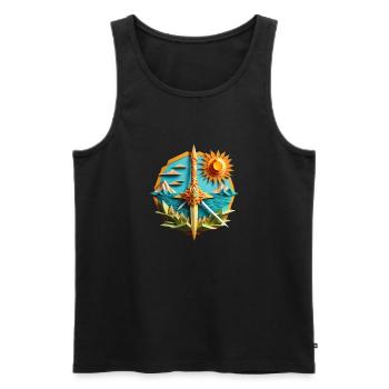 Summer beach origami sword - Men's Premium Organic Tank Top - black - Front - AI Model Male 178 light (178cm)