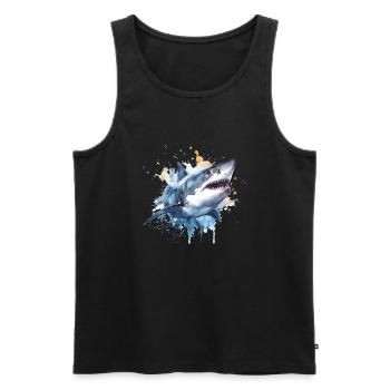 Weisser Hai 1 - Männer Premium Bio Tank Top - Schwarz - Vorne - Michal (187cm)
