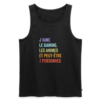 Humour jeux video homme Gamer Geek Anime Japonais - Débardeur bio Premium Homme - noir - Devant - Michal (187cm)