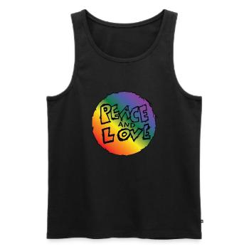 gay pride peace and love amour paie drapeau fierté - Débardeur bio Premium Homme - noir - Devant - AI Model Male 178 light (178cm)