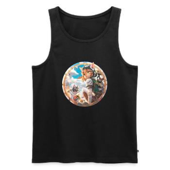 Anime Cat Boy - Men's Premium Organic Tank Top - black - Front - Michal (187cm)