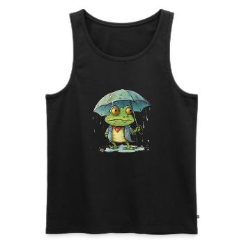 Green frog is frustrated by the bad weather - Men's Premium Organic Tank Top - black - Front - AI Model Male 178 light (178cm)