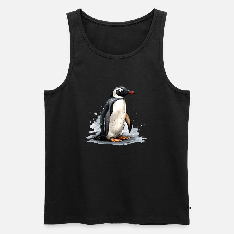 Pinguin auf Eisscholle - Männer Premium Bio Tank Top - Schwarz
