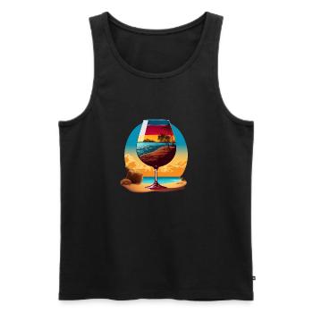 Vin rouge sur la plage - Débardeur bio Premium Homme - noir - Devant - Michal (187cm)