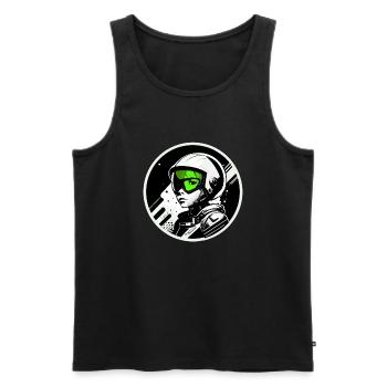 Austronaut logo stamp - Men's Premium Organic Tank Top - black - Front - AI Model Male 178 light (178cm)