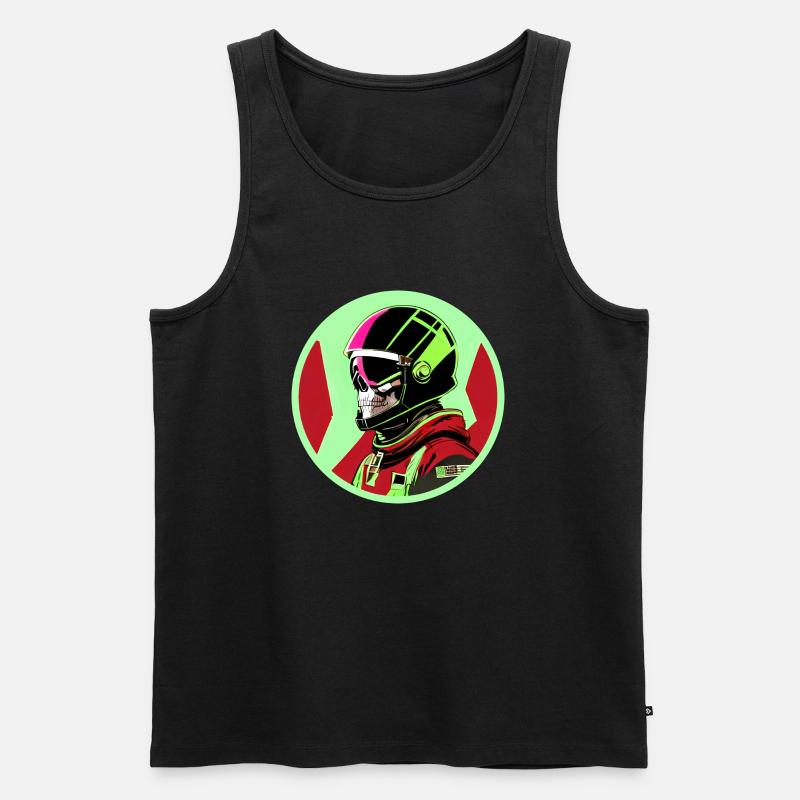 Schädel in einem Helm - Männer Premium Bio Tank Top - Schwarz