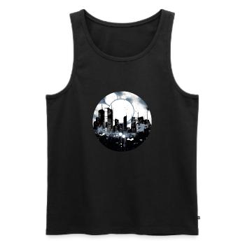 La ville dans la nuit - Débardeur bio Premium Homme - noir - Devant - AI Model Male 178 light (178cm)