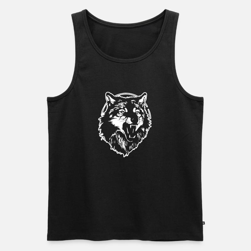 Wolf - Männer Premium Bio Tank Top - Schwarz