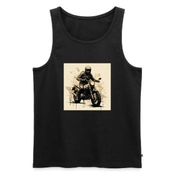 Roadrtip avec une moto vintage ! - Débardeur bio Premium Homme - noir - Devant - AI Model Male 178 light (178cm)