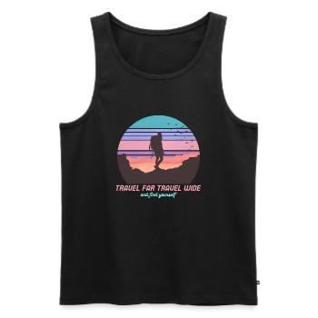 Travel far travel wide and find yourself - Men's Premium Organic Tank Top - black - Front - AI Model Male 178 light (178cm)