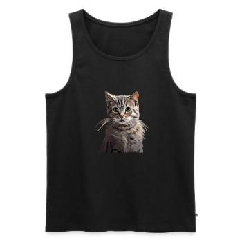 kurzhaar süße Katze mit süßen Blick - Männer Premium Bio Tank Top - Schwarz - Vorne - AI Model Male 178 light (178cm)