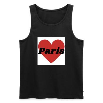 J'adore Paris coeur rouge capitale française - Débardeur bio Premium Homme - noir - Devant - AI Model Male 178 light (178cm)
