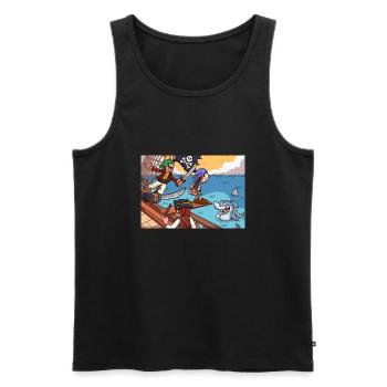 Piratenkind auf der Planke - Männer Premium Bio Tank Top - Schwarz - Vorne - AI Model Male 178 light (178cm)