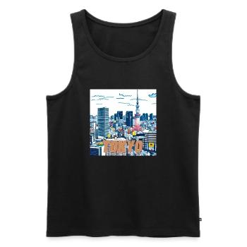 Tokio - Männer Premium Bio Tank Top - Schwarz - Vorne - AI Model Male 178 light (178cm)