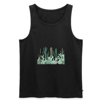 Kaktus - Männer Premium Bio Tank Top - Schwarz - Vorne - Michal (187cm)