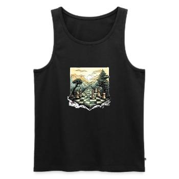 La route des échecs - Débardeur bio Premium Homme - noir - Devant - Michal (187cm)