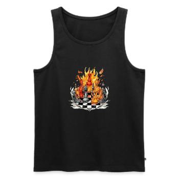 Echiquier en feu - Débardeur bio Premium Homme - noir - Devant - Michal (187cm)