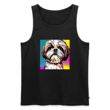 Shih Tzu Pop Art - Débardeur bio Premium Homme - noir - Devant - Michal (187cm)